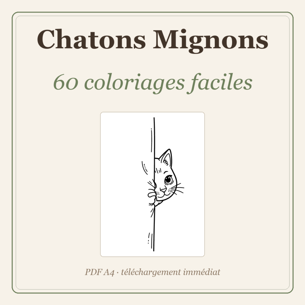60 coloriages faciles de chatons mignons