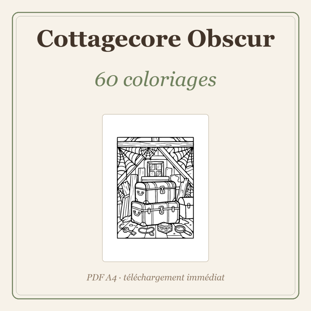 Pack 60 coloriages Cottagecore Obscur