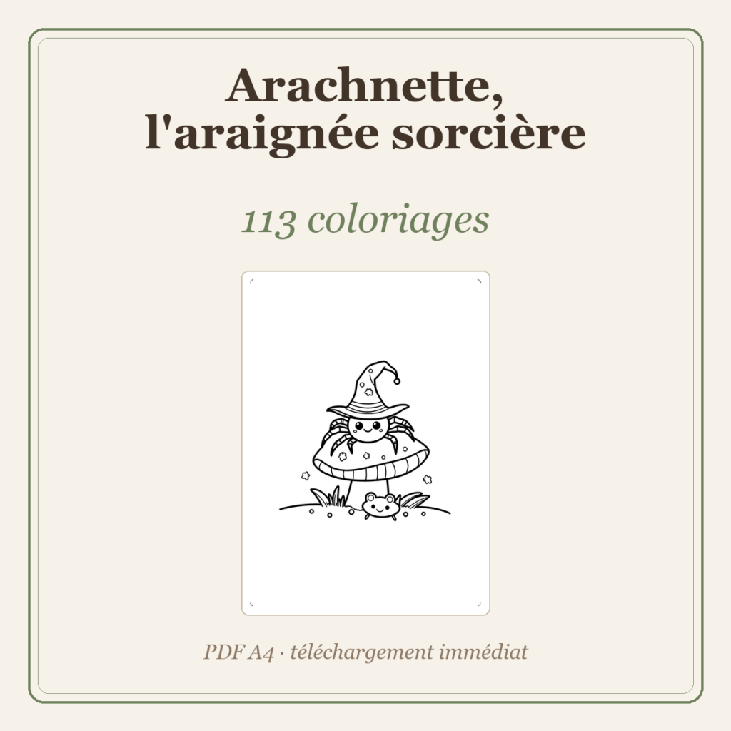 113 coloriages d'Halloween — Arachnette, l'araignée sorcière