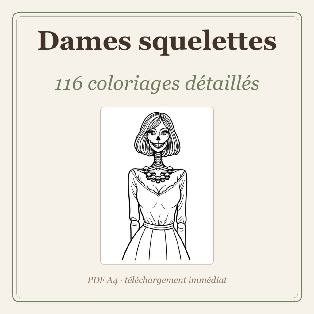 116 coloriages de dames squelettes
