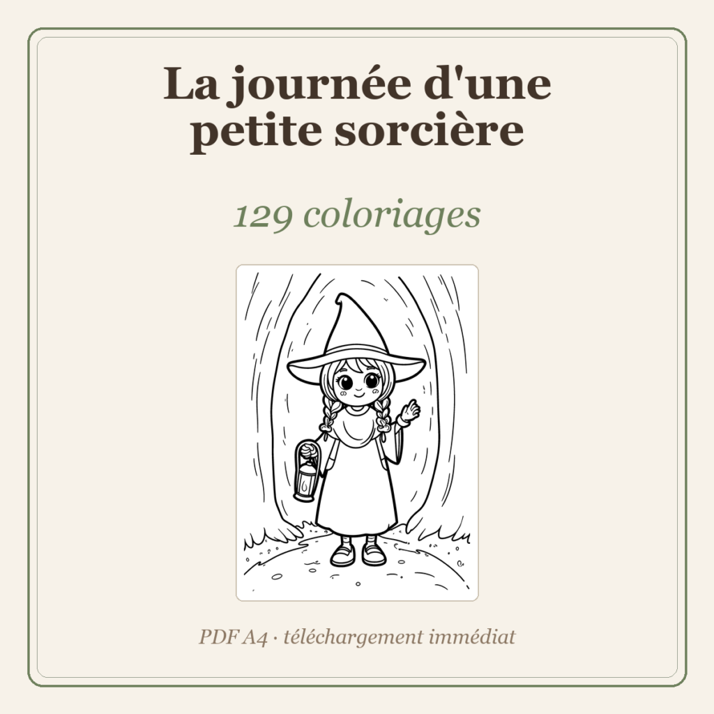 129 coloriages — la journée d'une petite sorcière